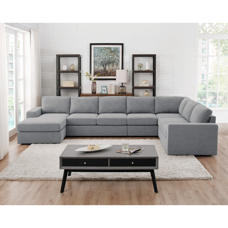 Latitude Run® Alberdina 6 Seater U Shape Sectional Sofa, Light Grey & Reviews Wayfair.ca